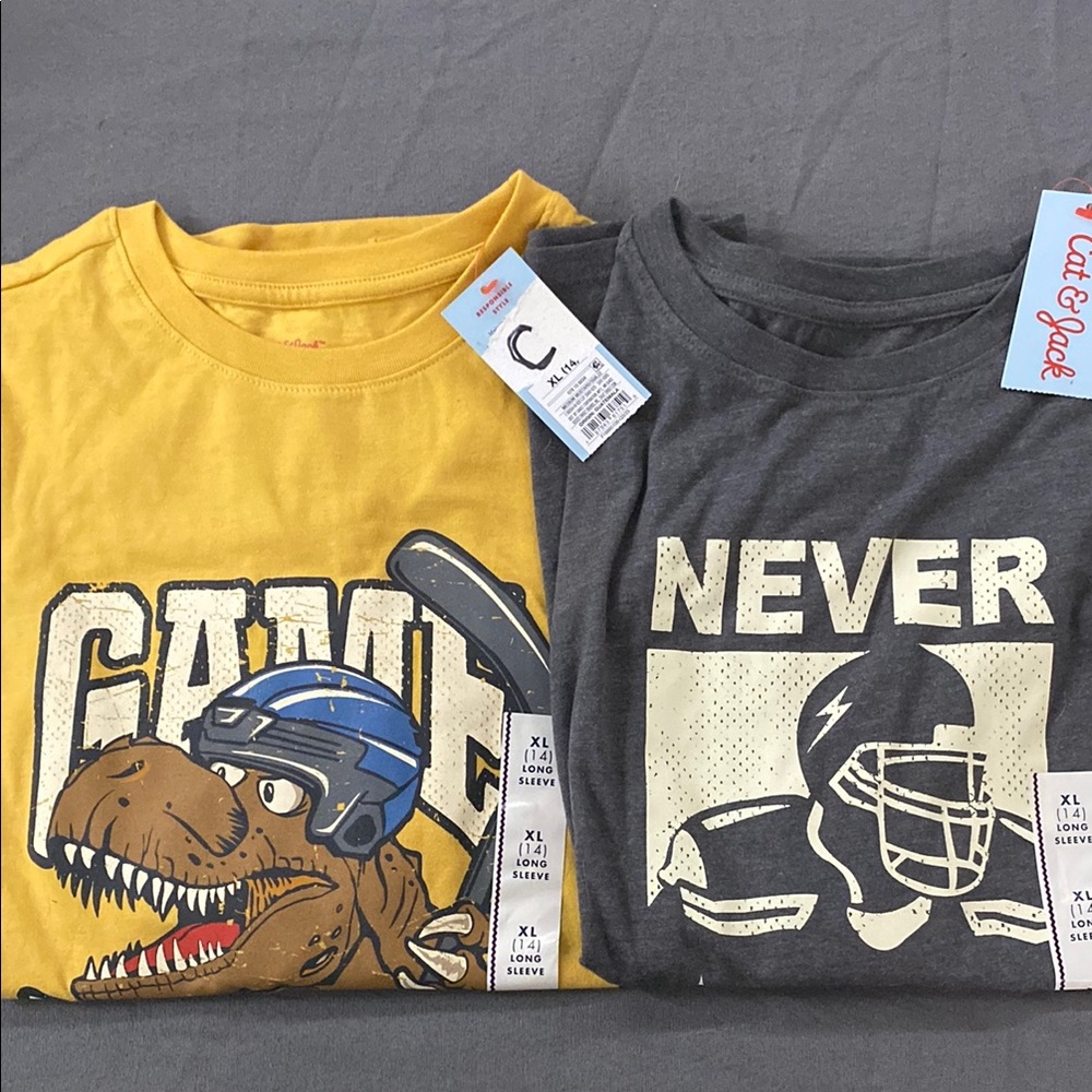Cat & Jack Kids Graphic T-Shirts - Yellow and Gray size 14